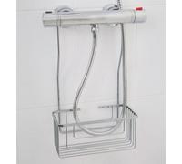 Croydex Shower Caddy Hanging Shower Storage - Hook Over Riser Rail with No Drilling Required, Space Saving Bathroom Storage Solution, Rust Free - 12.5x25x44cm