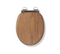 Croydex Rutland Flexi-Fix Soft Close Wooden Toilet Seat - Quick Release Button for Easy Cleaning, Adjustable Hinges with Top and Bottom Fixings, Anti