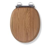 Croydex Rutland Flexi-Fix Soft Close Wooden Toilet Seat - Quick Release Button for Easy Cleaning, Adjustable Hinges with Top and Bottom Fixings, Anti