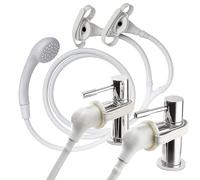 Croydex Secura Shower Head and Hose - Easy Install Push On Shower Attachment for Bath Taps with 1750mm Hose Length, Straps to Secure, Rub Clean Nozzles and Compatible with Low or High Pressure Systems