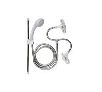 Croydex Secura Shower Head and Hose Attachment for Bath Taps - Multipurpose Stainless Steel Shower Hose, Complete Set with Riser Rail, Easy Push-On