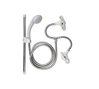 Croydex Secura Shower Set with Shower Head, 1750mm Stainless Steel Hose and Tap Shower Attachments, Suitable for High and Low Pressure Systems, Combi Boilers, Includes Riser Rail, White & Chrome