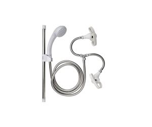 Croydex Secura Shower Head and Hose Attachment for Bath Taps - Multipurpose Stainless Steel Shower Hose, Complete Set with Riser Rail, Easy Push-On
