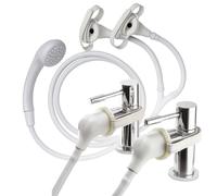 Croydex Secura Shower Head and Hose - Easy Install Push On Shower Attachment for Bath Taps with 1750mm Hose Length, Straps to Secure, Rub Clean Nozzl