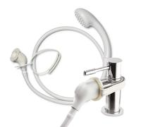 Croydex Secura Shower Head and Hose - Easy Install Push On Single Shower Attachment for Bath Taps with 1750mm Hose Length, Straps to Secure, Rub Clean Nozzle and Compatible with High Pressure Systems