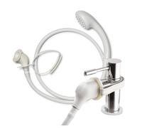 Croydex Secura Shower Head and Hose - Easy Install Push On Single Shower Attachment for Bath Taps with 1750mm Hose Length, Straps to Secure, Rub Clea