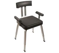 Croydex Serenity Cushioned Shower Chair with Arms - Adjustable Height with Non-Slip Rubber Feet, Curved Backrest and Removable Seat Cushion for Easy Cleaning, Great for Elderly & Disabled Individuals
