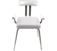 Croydex Serenity Cushioned Shower Chair with Arms - Adjustable Height with Non-Slip Rubber Feet, Curved Backrest and Removable Seat Cushion for Easy Cleaning, Great for Elderly & Disabled (White)