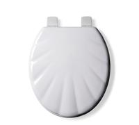 Croydex Shell Design Wooden Toilet Seat - Gloss Finish with Antibacterial Coating and Stick ‘N’ Lock Rust Free Non Slip Plastic Hinges, FSC-Certified Wood, Universal Fit for Standard Toilet Pans