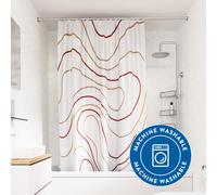 Croydex Shower Curtain Pink Swirl Design, Machine Washable, 180x180cm