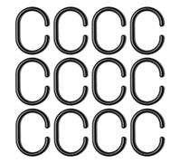 Croydex Shower Curtain Rings C Shape Black 12pcs