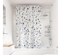 Croydex Shower Curtain with Blue Terrazzo Design - 100% Polyester with a Weighted Hem, Machine Washable and coated with Proseal for Water Repellence, 1800x1800mm