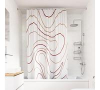 Croydex Shower Curtain with Pink Swirl Design - 100% Polyester with a Weighted Hem, Machine Washable and coated with Proseal for Water Repellence, 1800x1800mm