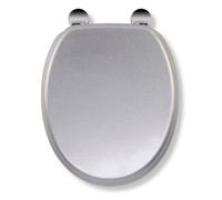 Croydex Silver Quartz Wooden Toilet Seat With Flexi-Fix™ Hinges