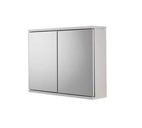 Croydex Simplicity 60 x 45cm Compact Bathroom Mirror Cabinet (White) | 2 Mirrored Doors | Durable MDF Carcass | 1 Adjustable Shelf | Magnetic Door Catch | Ideal for Small Bathrooms