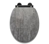 Croydex Kirkstone Grey Wooden Toilet Seat - Soft Close & Quick Release Button for Easy Cleaning, Adjustable Hinges with Top and Bottom Fixings Included (Slate Grey Soft Close Toilet Seat)