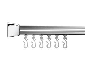 Croydex Slenderline Modular Shower Rail Kit includes L-Shaped/ U-Shaped/ Straight Ceiling Support/ Hooks and Gliders, Chrome