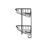 Croydex Slimline Corner Shower Caddy - Matt Black Bathroom Accessories Durable Steel Bathroom Shelves for Modern Bathrooms, 2-Tier Shower Corner