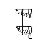 Croydex Slimline Corner Shower Caddy - Matt Black Bathroom Accessories Durable Steel Bathroom Shelves for Modern Bathrooms, 2-Tier Shower Corner Shelves with Hooks, 5kg Load Capacity