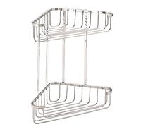 Croydex Large Corner Shower Caddy - Durable Steel Bathroom Shelves with Chrome Finish for Modern Bathrooms, 2-Tier Shower Corner Shelves with Hooks, Easy Installation, 5kg Load Capacity