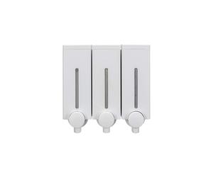 Croydex Slimline Triple Soap Dispenser - 450ml Capacity in Each Dispenser, Easy Refill, Wall-Mounted Hand Soap Dispenser for Bathroom, Simple Screw to