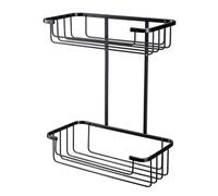 Croydex Two Tier Matte Black Shower Caddy - Durable Rust-Free Bathroom Storage Basket, Chrome Plated Steel, Includes Fixings and Rust Free Guarantee, Max Load 5kg