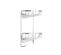 Croydex Small Corner Shower Caddy - Durable Steel Bathroom Shelves with Chrome Finish for Modern Bathrooms, 2-Tier Shower Corner Shelves with Hooks, Easy Installation, 5kg Load Capacity