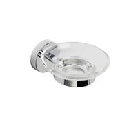Croydex Soap Dish Bathroom Accessories Wall Mounted Glass Dish Chrome - Pendle