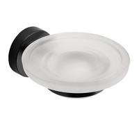 Croydex Soap Dish & Holder Epsom Black Frosted Glass Flexi-Fix 130x107.5x54mm