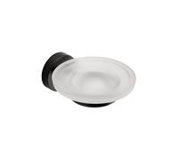 Croydex Soap Dish & Holder Epsom Black Frosted Glass Flexi-Fix 130x107.5x54mm