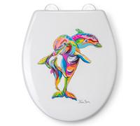 Croydex Soft Close Toilet Seat Steven Brown Artwork with Flexi-Fix Hinges