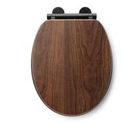 Croydex Soft Close Toilet Seat Walnut Black Hinge Quick Release Adjustable