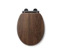 Croydex Soft Close Wooden Toilet Seat - Quick Release Button for Easy Cleaning and Adjustable Hinges with Top and Bottom Fixings Includes,