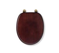 Croydex Solid Pine Toilet Seat with Mahogany Effect - Oval Solid Wood Toilet Seats for Extra Comfort, Adjustable Brass Hinges, 48 x 38 x 7 cm, All Fittings Included