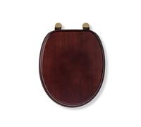 Croydex Solid Pine Toilet Seat with Mahogany Effect - Oval Solid Wood Toilet Seats for Extra Comfort, Adjustable Brass Hinges, 48 x 38 x 7 cm, All