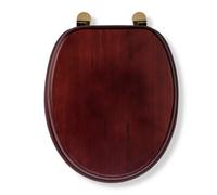 Croydex Solid Wood Mahogany Effect Toilet Seat With Brass Hinges