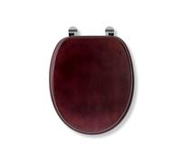 Croydex Solid Wood Toilet Seat, Mahogany - Chrome