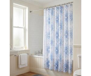 Croydex Splash Blue Shower Curtain Water-Repellent Anti-Microbial Weighted Hem