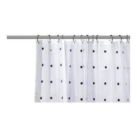Croydex White Shower Curtain with Black Dots Design - 100% Polyester with a Weighted Hem, Machine Washable and coated with Proseal for Water Repellence, 1800x1800mm