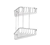 Croydex Stainless Steel 2 Tier Corner Shower Caddy | Wall Mounted | Space Saving Design | Durable Chrome Plated Finish | Rust Resistant | Holds up to 5kg