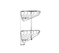 Croydex Stainless Steel Corner Shower Caddy 2 Tier with Hooks, Rust Free | 2 Compartments and 2 Hooks Storage | Keep Your Bathroom Tidy | Durable Shower Basket | Chrome Finish | Holds up to 5kg