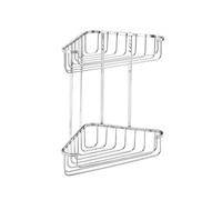 Croydex Stainless Steel Large Corner Shower Caddy - Durable Steel Bathroom Shelves with Chrome Finish for Modern Bathrooms, 2-Tier Shower Corner