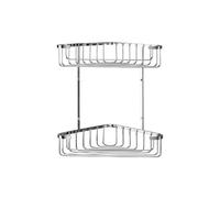 Croydex Stainless Steel Large Two-Tier Corner Basket, Gloss Silver, Qm393841