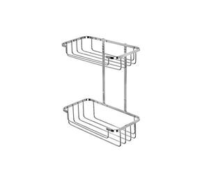 Croydex Stainless Steel Two Tier Shower Caddy - Durable Chrome Plated Bathroom Shelves, Rust Free Modern Shower Basket for Wet Areas, Includes Fixings