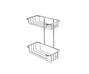 Croydex Stainless Steel Two Tier Shower Caddy - Durable Chrome Plated Bathroom Shelves, Rust Free Modern Shower Basket for Wet Areas, Includes Fixings