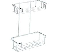 Croydex Steel Two Tier Chrome Shower Caddy | Wall Mounted | Durable Chrome Plated Steel | Rust Free Modern Shower Basket | Holds up to 5kg