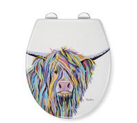 Croydex Steven Brown Angus McCoo Flexi-Fix Soft Close Toilet Seat - with Quick Release with Adjustable Hinges, Durable Polypropylene Plastic with Top
