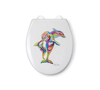 Croydex Steven Brown Hannah McWave Flexi-Fix Toilet Seat - Soft Close and Quick Release with Adjustable Hinges, Durable Polypropylene Plastic with Top and Bottom Fixings