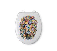 Croydex Steven Brown Lewis McZoo Flexi-Fix White Universal Toilet Seat - Unique Lion Design with Soft Close and Quick Release Hinges and Made from Polypropylene Plastic with Top and Bottom Fixing