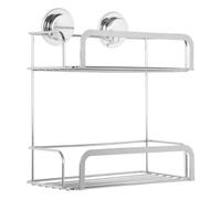 Croydex Stick & Lock™ 2 Tier Chrome Cosmetic Storage Basket - 93 x 255mm